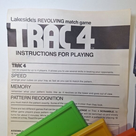 Trac 4 Replacement Cards Levels Vintage Game Speed Memory Matching Patterns - Picture 3 of 7
